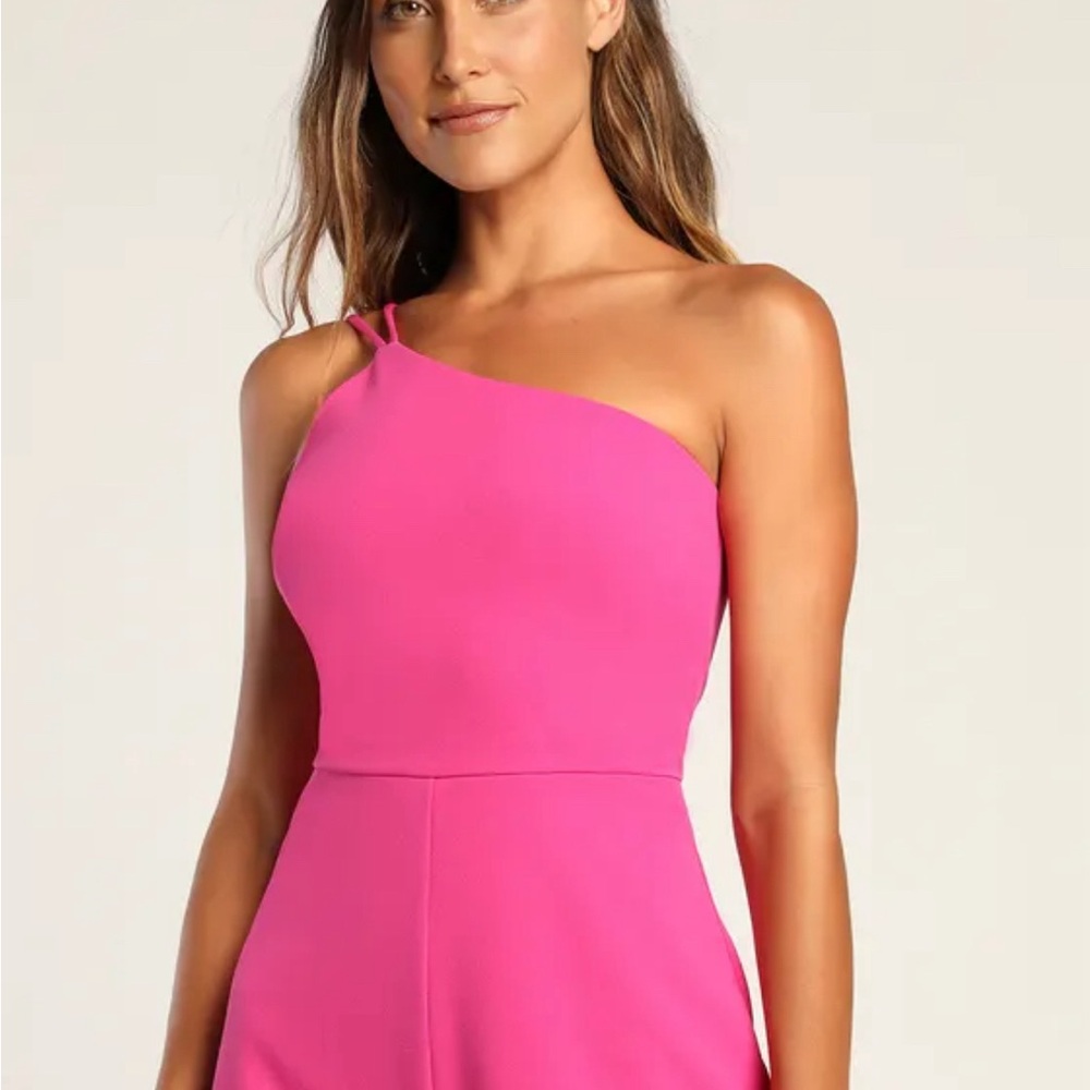 Vamp Up Your Style Magenta One-Shoulder Sleeveless Romper